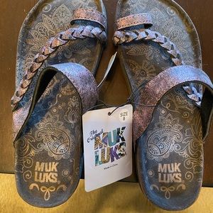 MUK LUKS Metallic Purple Keia Sandals